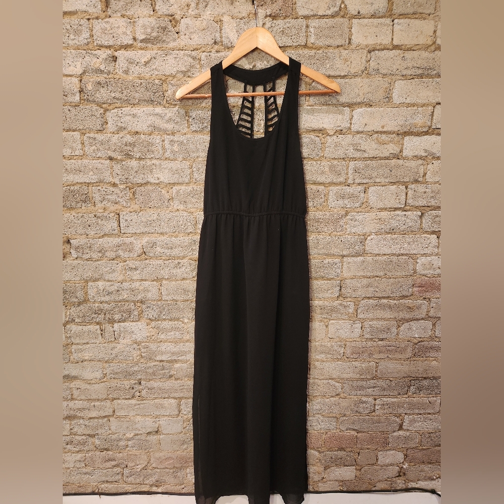 Black maxi dress. Halter style. Cut out back design. Size small.